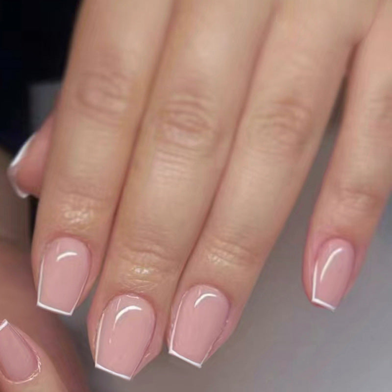 simple-small-t-short-ballet-thin-edge-trapezoidal-french-girl-manicure-removable-fake-nails