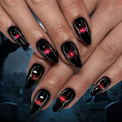 new-halloween-wear-nail-halloween-nail-art-spider-explosive-nail-art-short-almond-press-on-nails