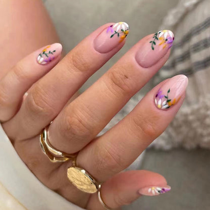 fresh-and-elegant-small-flower-round-head-nail-art-piece-wearing-nail-finished-fake-nails24-pieces-boxed-nails