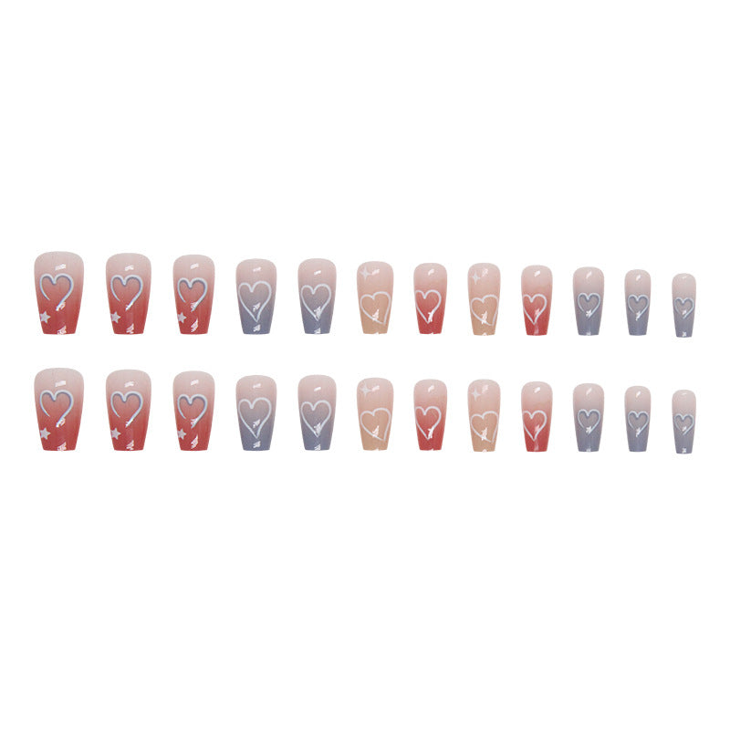 color-gradual-change-ballet-nail-love-star-manicure-short-ballet-fashion-fake-nail-sweet-girl-manicure-film