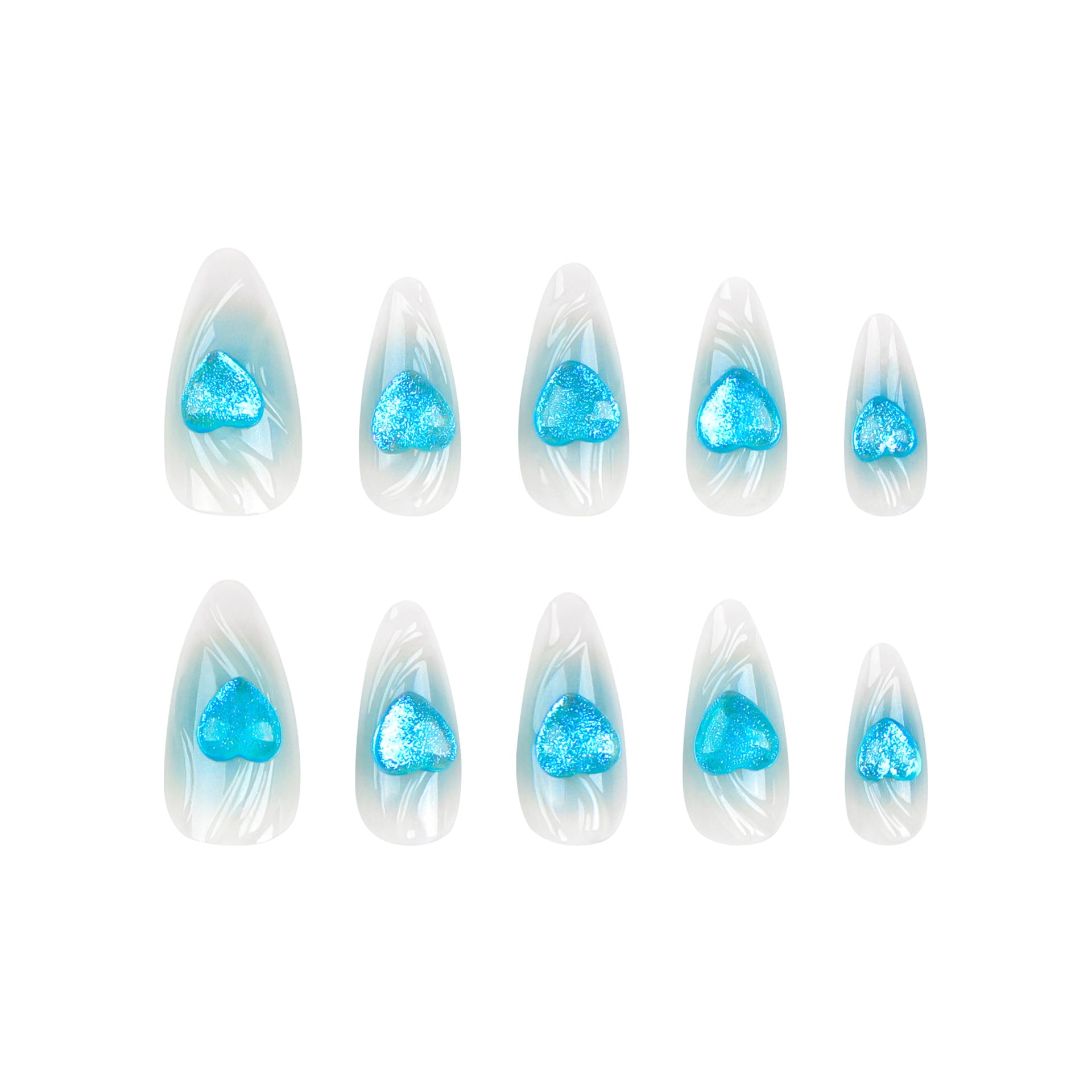 new-3d-blue-love-smudge-wearing-nail-art-shell-almond-type-wearing-nail-art-piece-finished-product