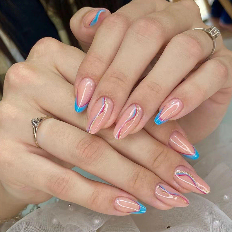 blue-pink-french-corrugated-almond-nail-blazehotins-small-wind-fresh-simple-wear-nail-piece-detachable-finished-product