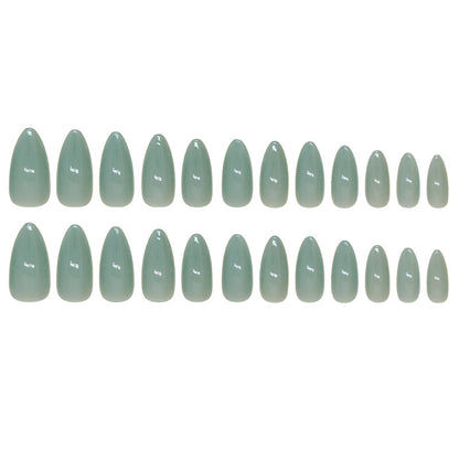 solid-color-fake-nails-wearing-nail-jade-green-removable-nail-piece-simple-nail-piece-almond-nail-patch