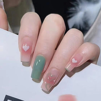 wearing-nail-products-wholesale-short-ballet-haze-milk-green-series-gradual-change-powder-through-nail-film-quality-nail-film-removable