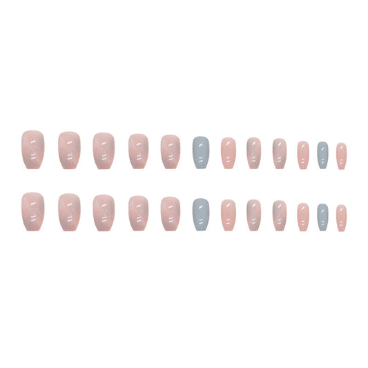 short-ballet-pink-and-blue-contrasting-marble-pattern-smudge-nail-art-glacier-jelly-summer-fresh-wear-nail-fake-nails