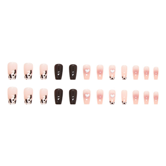 short-ballet-blush-love-cow-pattern-french-manicure-piece-solid-color-whitening-fake-nail-wearing-nail-piece