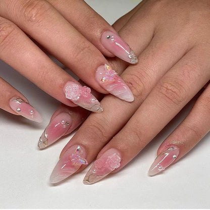 handmade-golden-magic-mirror-powder-three-dimensional-water-ripple-wearing-nail-blush-camellia-nail-piece-aurora-point-diamond-butterfly-nail-art