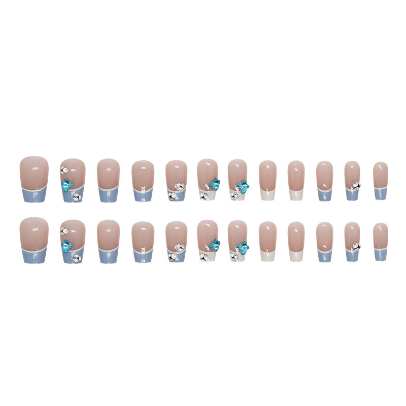 short-ballet-french-flash-blue-butterfly-manicure-film-girl-ins-wind-wearing-nail-fake-nails