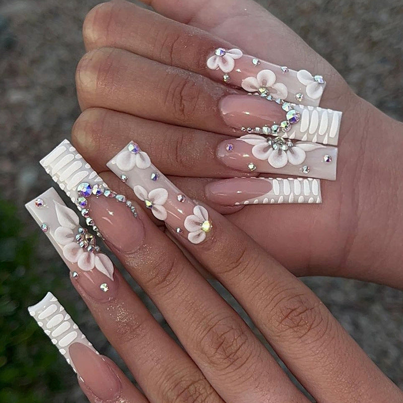 long-ballet-snake-flower-diamond-nail-art-sweet-cool-ins-wind-sweet-cool-spice-girl-wear-nail-art