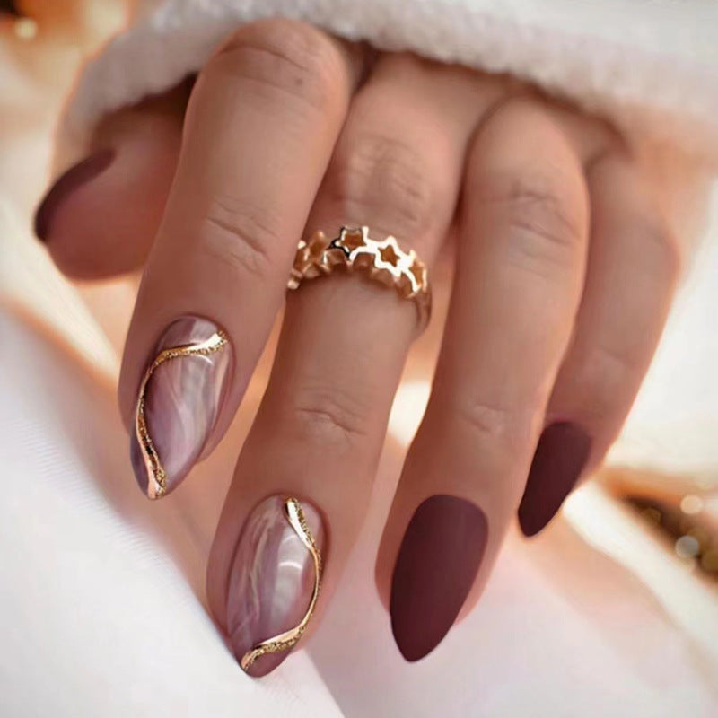 blazehot-striped-wear-nail-piece-nail-piece-frosted-nail-piece-almond-nail-jump-color-medium-and-long-nail-patch