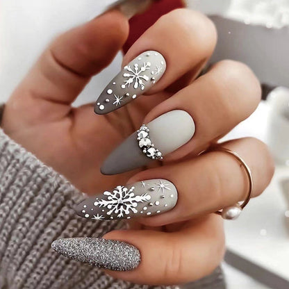 wearing-nail-finished-product-christmas-snowflake-rhinestone-glitter-festive-nail-patch-finished-product-press-on-nails