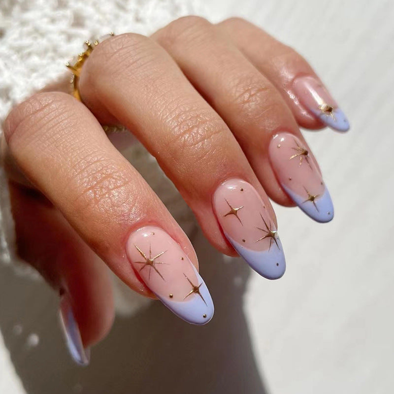 round-head-french-almond-nail-sweet-cool-fresh-manicure-wearable-fake-nail