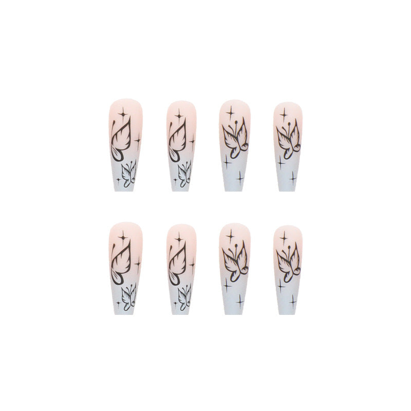 long-fake-nails-gradual-change-color-nail-art-piece-mysterious-butterfly-nail-piece-press-on-nails-nail-piece